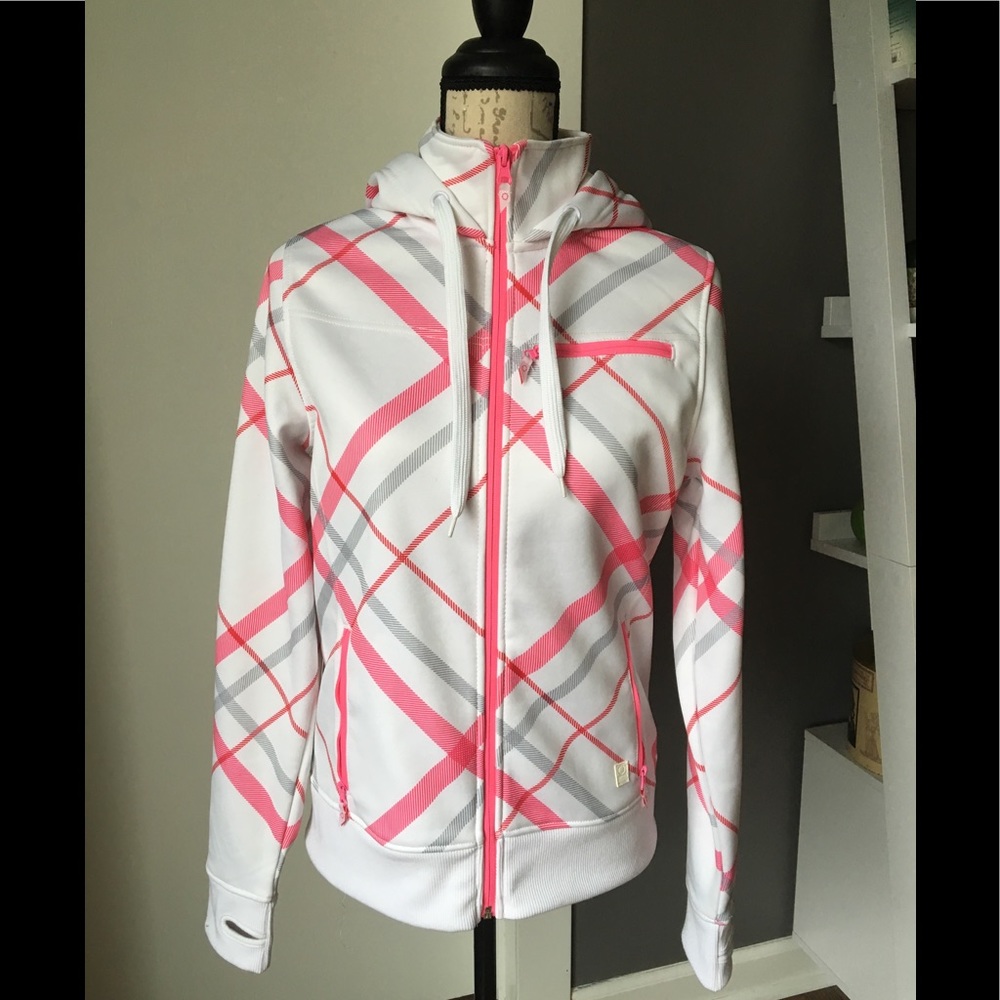 Empyre zip up hoodie. L. White and pink.